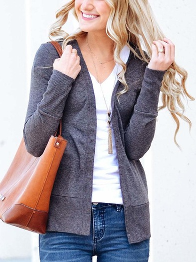 

Regular Fit Cotton Blends Outerwear, Gray, Cardigans
