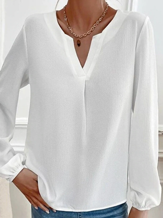 

Casual Cotton Blends Plain Shirts & Tops, White, Blouses & Shirts