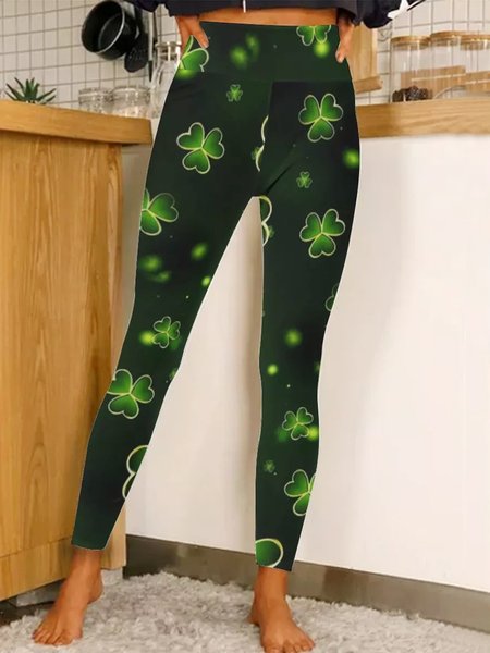 

St. Patrick's Day Regular Fit Leggings Yoga Leggings, Green, Leggings