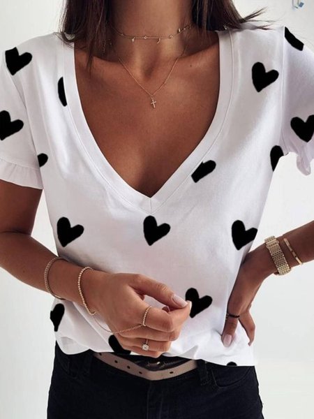 

Casual V Neck Shirts & Tops, White, T-Shirts