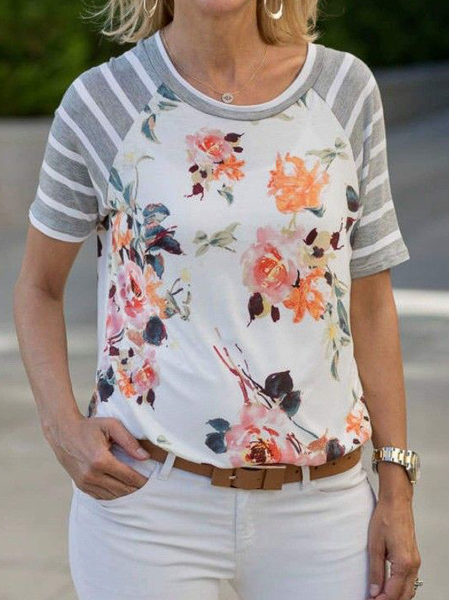 

Casual Short Sleeve T-shirt, White, T-Shirts