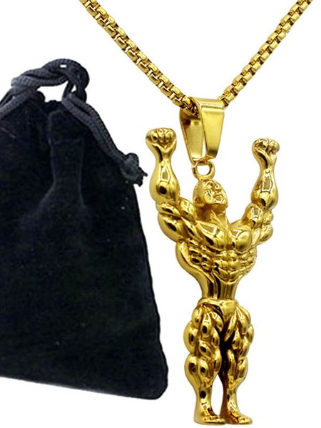 

Men's Muscular Men's Necklace, Golden, Accessories