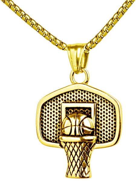 

Men's Basketball Pendant Necklace, Golden, Men's Accessories