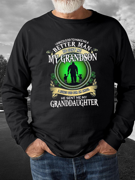 

Grandpa&Grandson&Granddaughter Family Gift Casual Sweatershirt, Black, Hoodies&Sweatshirts