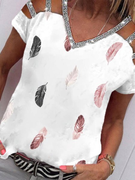 

Regular Fit Casual V Neck Short Sleeve T-shirt, White, T-Shirts