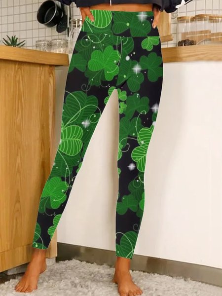 

St. Patrick's Day Regular Fit Leggings Yoga Leggings, Green, Leggings