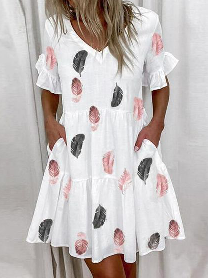 

Casual Loosen Dresses, White, Mini Dresses
