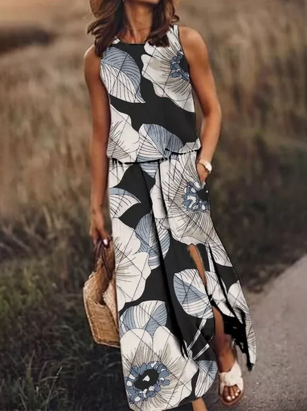 

Casual Cotton Blends Floral Dresses, Black, Dresses