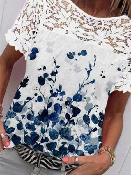 

Vacation Regular Fit Floral Shirts & Tops, White, Tees & T-shirts