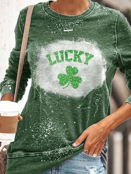 

St. Patrick's Day Floral Casual Sweatershirt, Green, Sweatshirts & Hoodies
