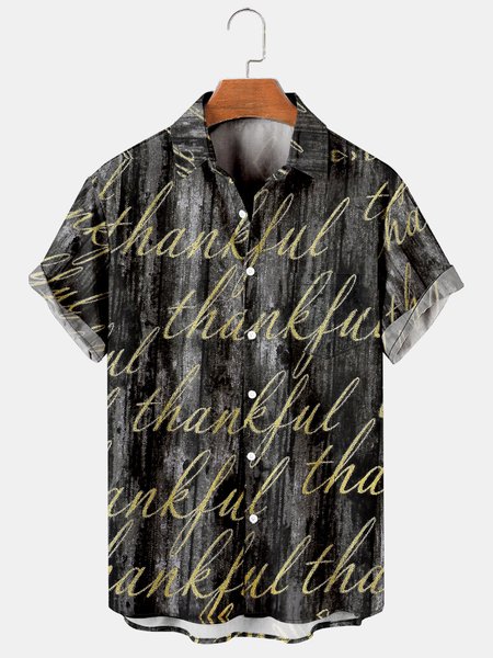 

Mens Easter Thankful Casual Breathable Short Sleeve Hawaiian Shirts, Black, Men's Floral shirt