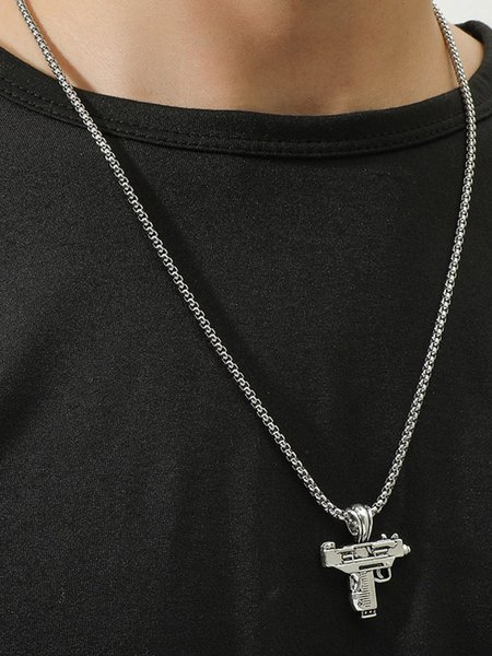 

Men's Gun Pendant Necklace, Color2, Men Necklaces