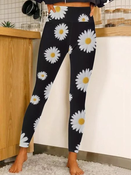 

Daisy Regular Fit Leggings Yoga Leggings, Black, Leggings