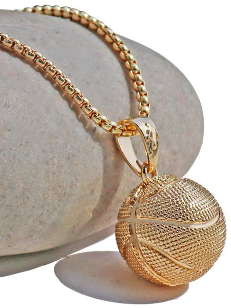 

Men's Basketball Pendant Necklace, Golden, Accessories