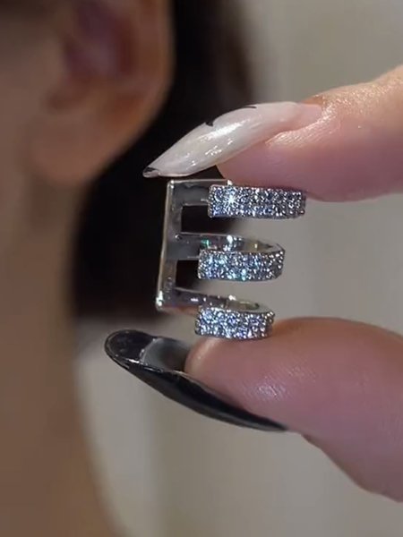 

Rhinestone Earrings Ear Clips, As picture, Earrings