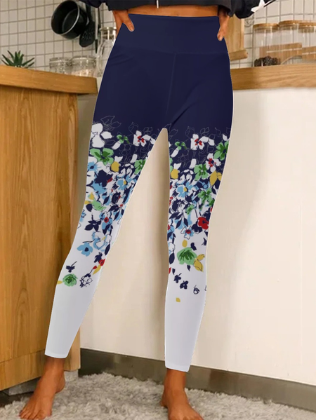 

Abstract Art Gradient Print High Waist Stretch Leggings, As picture, Leggings
