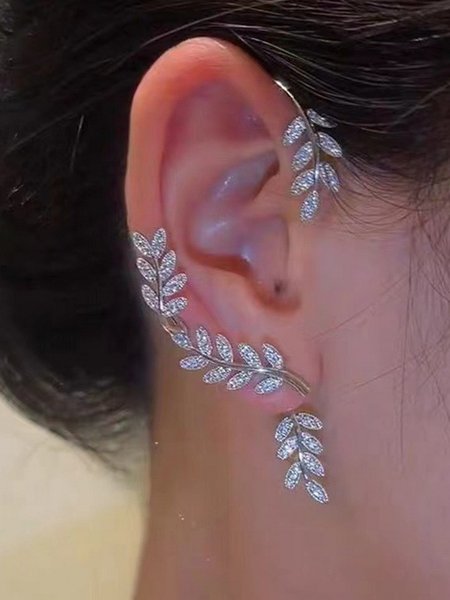 

JFN Rhinestone Leaf Earrings Earring Jacket, Color4, Earrings