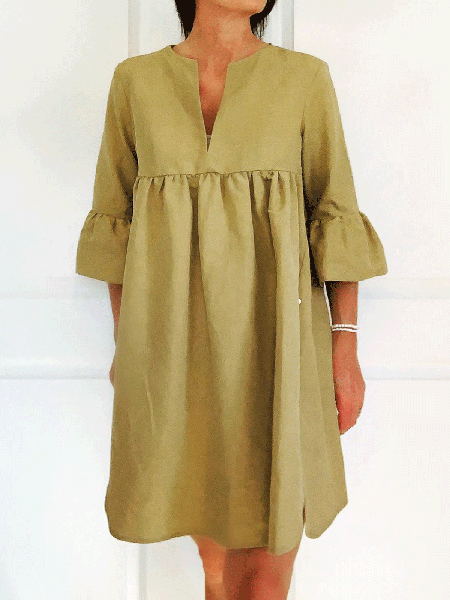 

Casual Loosen Dresses, Yellow, Mini Dresses