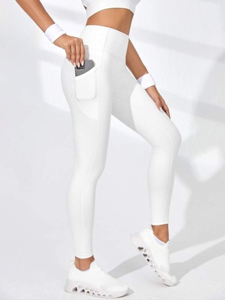 

Casual Plus Size Pants, White, Leggings