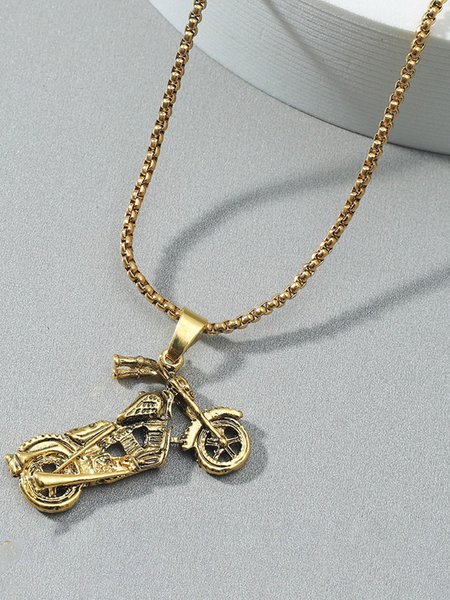

Men's Skull Motorcycle Necklace, Golden, Accessories
