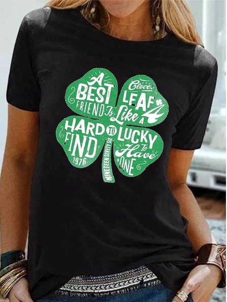 

St. Patrick's Day Cotton Blends Short Sleeve T-shirt, Black, T-Shirts