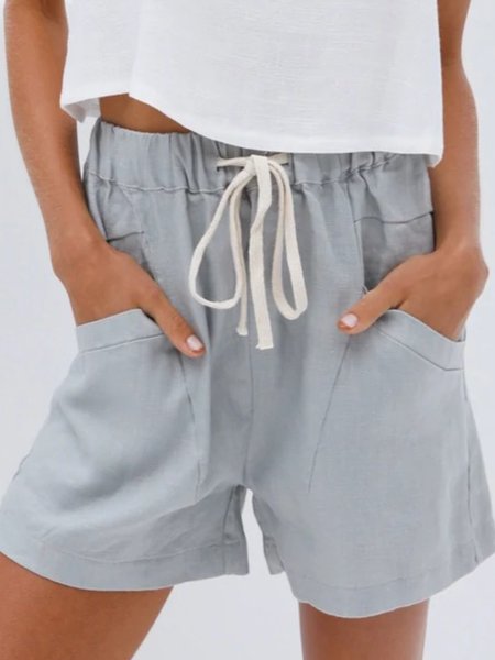 

Plain Pocket Plus Size Casual Shorts, Gray, Shorts