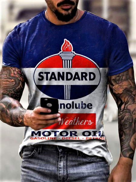 Casual Letters & Geometric Collection Digital Print Short Sleeve T-Shirt, As picture, T-shirt