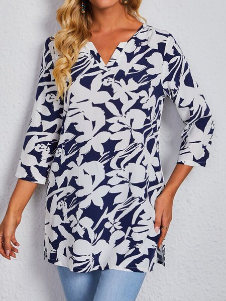 

Loosen Floral Printed Shirts & Tops, White, Tunics