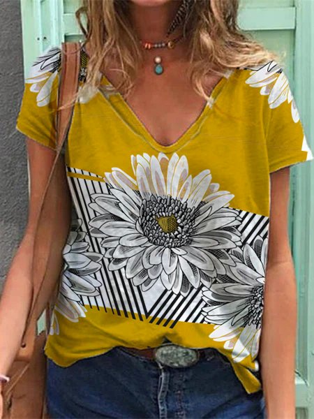 

Little Daisy Cotton Blends Vacation Shirts & Tops, Yellow, T-Shirts