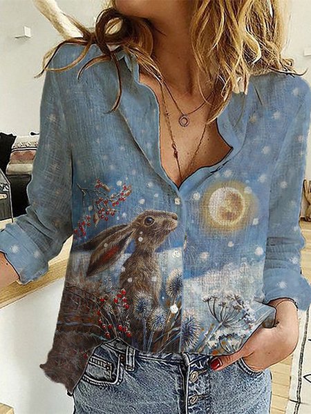 

Vintage Animal Short Sleeve Blouse, Blue, Shirts & Blouses