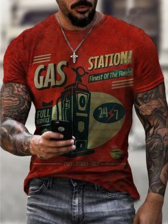 

Casual Letters & Geometric Collection Digital Print Short Sleeve T-Shirt, As picture, T-shirt