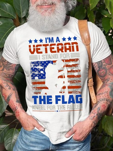 

Veteran Short Sleeve Casual Crew Neck Short sleeve T-shirt, White, T-shirts