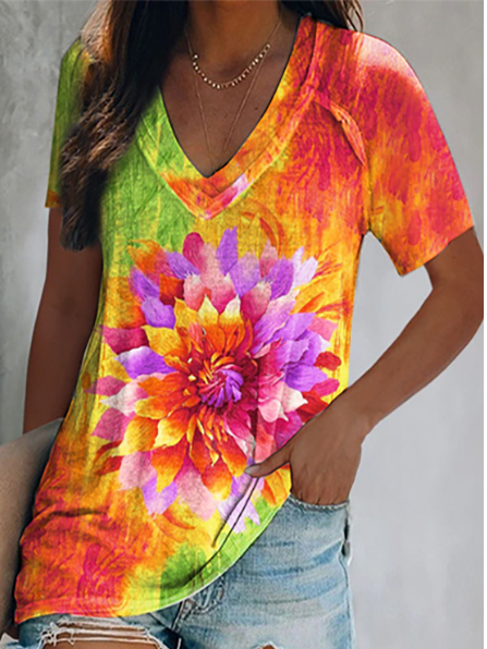 

Vacation Cotton Blends Ombre Shirts & Tops, Multicolor, T-Shirts