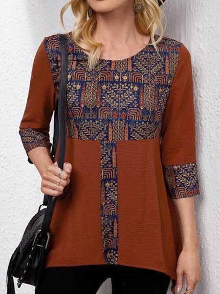 

Ombre Casual Crew Neck Shirts & Tops, Multicolor, Long sleeve tops