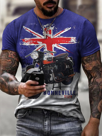 

Casual Flag Collection Digital Print Short Sleeve T-Shirt, As picture, T-shirt