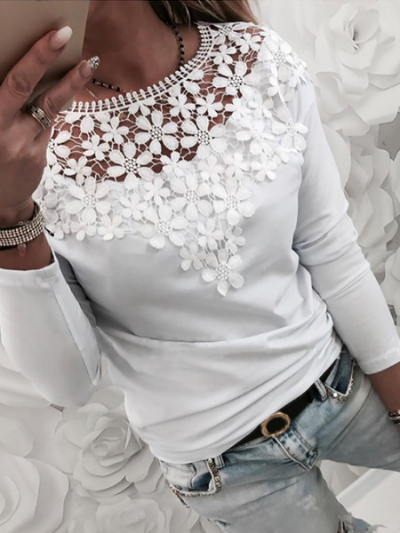 Plus size Sexy Long Sleeve Long Sleeve T-shirt, White, T-Shirts