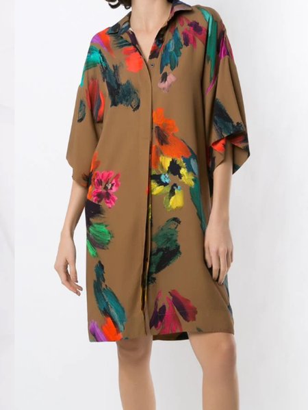 

Floral Off Shoulder Statement Shirt Dress, As picture, Mini Dresses
