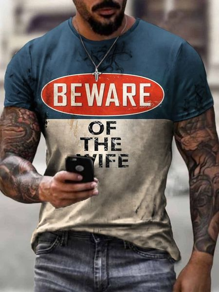 

Casual Letters & Geometric Collection Digital Print Short Sleeve T-Shirt, As picture, T-shirt