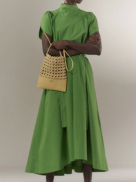 

Crew Neck Floral Formal Maxi Dress, As picture, Maxi Dresses