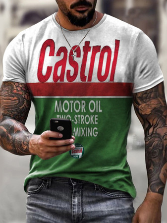 Casual Letters & Geometric Collection Digital Print Short Sleeve T-Shirt, As picture, T-shirt
