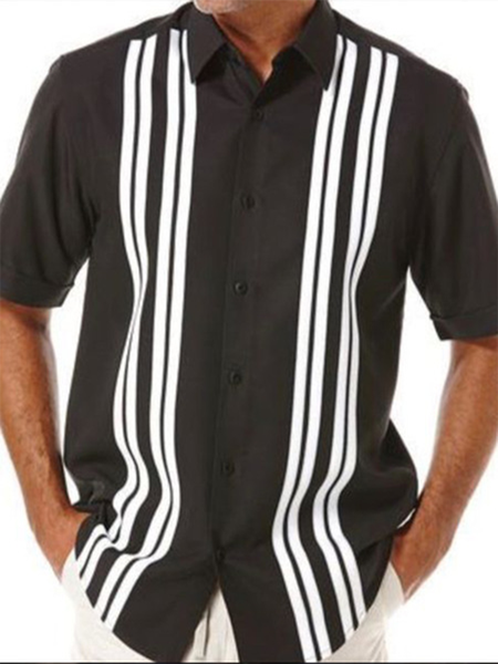 

Black lapel leisure Shirt White Stripes, Shirts ＆ Blouse