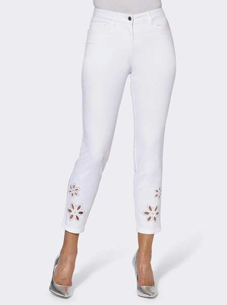

Regular Fit Casual Cotton Blends Pants, White, Pants