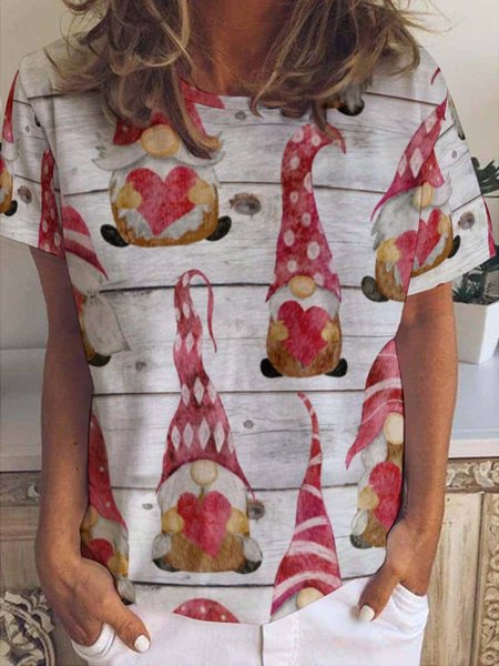 

Valentine Gnomes on Shiplap Women's Short Sleeve T-shirt, As picture, T-shirts