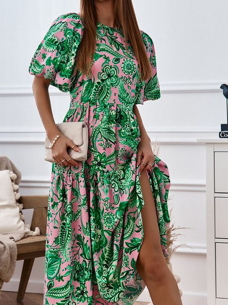 

Boho Loosen Dresses, Green, Midi Dresses