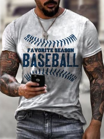 

Casual Letters & Geometric Collection Digital Print Short Sleeve T-Shirt, As picture, T-shirt