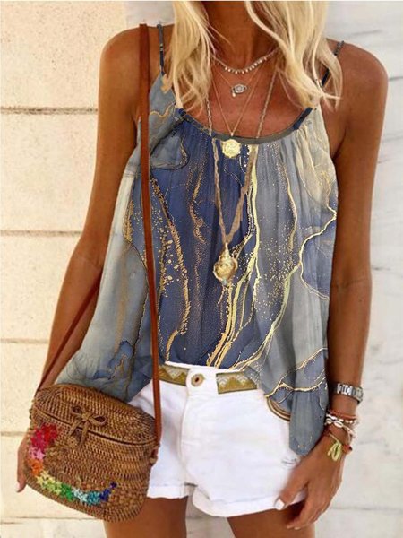 

Regular Fit Ombre Casual Vest, Blue, Tank Top