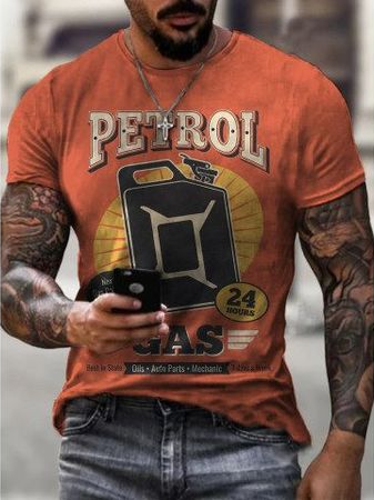 

Casual Letters & Geometric Collection Digital Print Short Sleeve T-Shirt, As picture, T-shirt