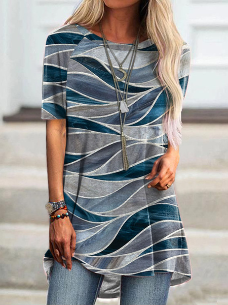 

Casual Regular Fit Round Neck Shirts & Tops, Multicolor, T-Shirts