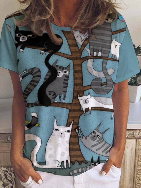 

Cat Tree Women's Short Sleeve T-shirt, As picture, T-shirts