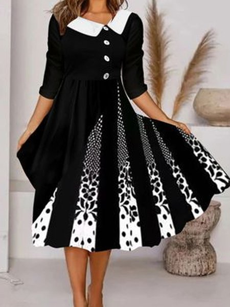 

Elegant Loosen Color Block V Neck Feather Dresses, Black, Mini Dresses